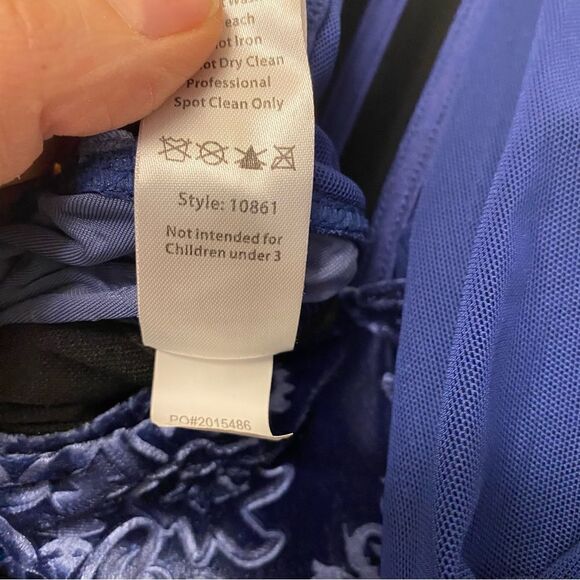 WEISSMAN Dance costume blue poet sleeve velvet burnout Heathens 10861 MC 10/12 - Picture 7 of 9